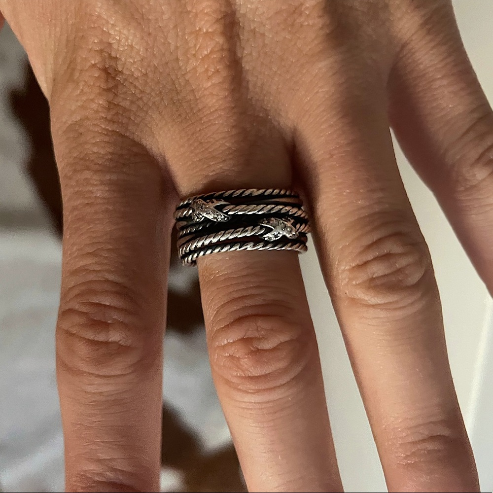 David Yurman Double X Crossover Ring with Diamonds
